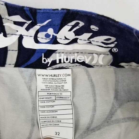 HOBIE BY HURLEY-  Men’s Size 32 Hybrid COTTON WALK/BOARD SHORTS- Floral Blue - Picture 5 of 14